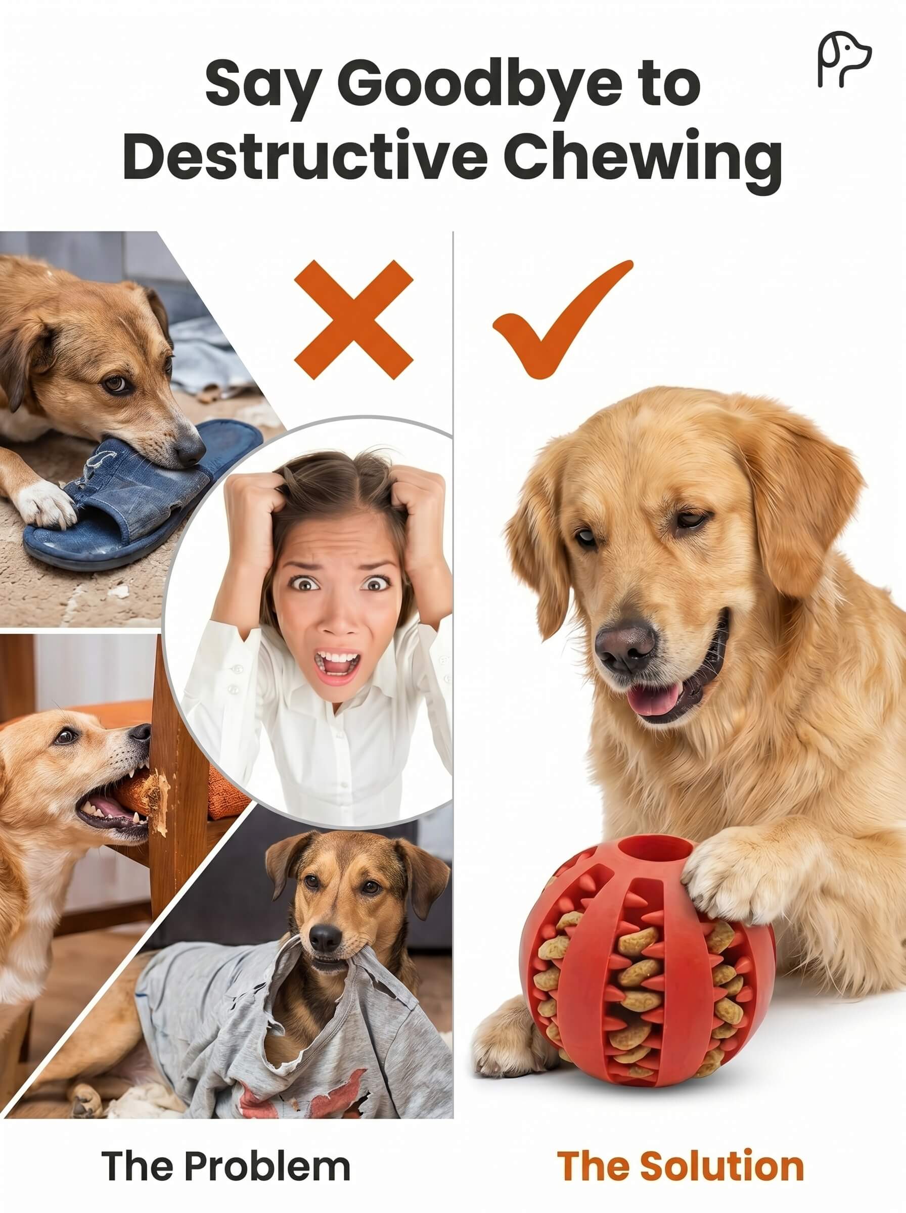 Dog Toy Ball, Interactive Pet Food Treat Dispenser Ball – Non-Toxic Dental Chewable Toy