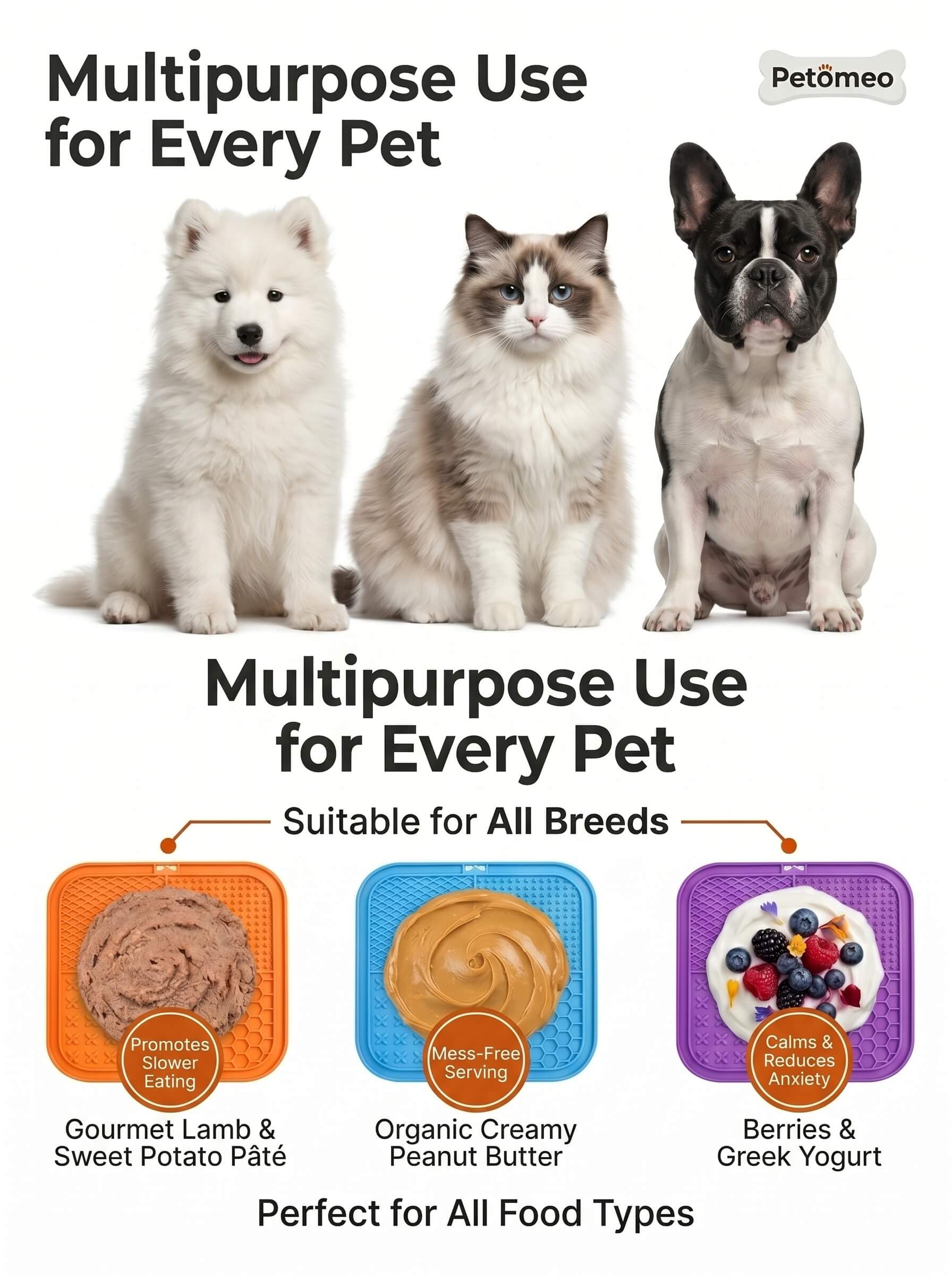 Silicone Pet Lick Mat Plate - Non-Slip Suction Base Slow Feeder Pad for Bath Time Distraction & Training