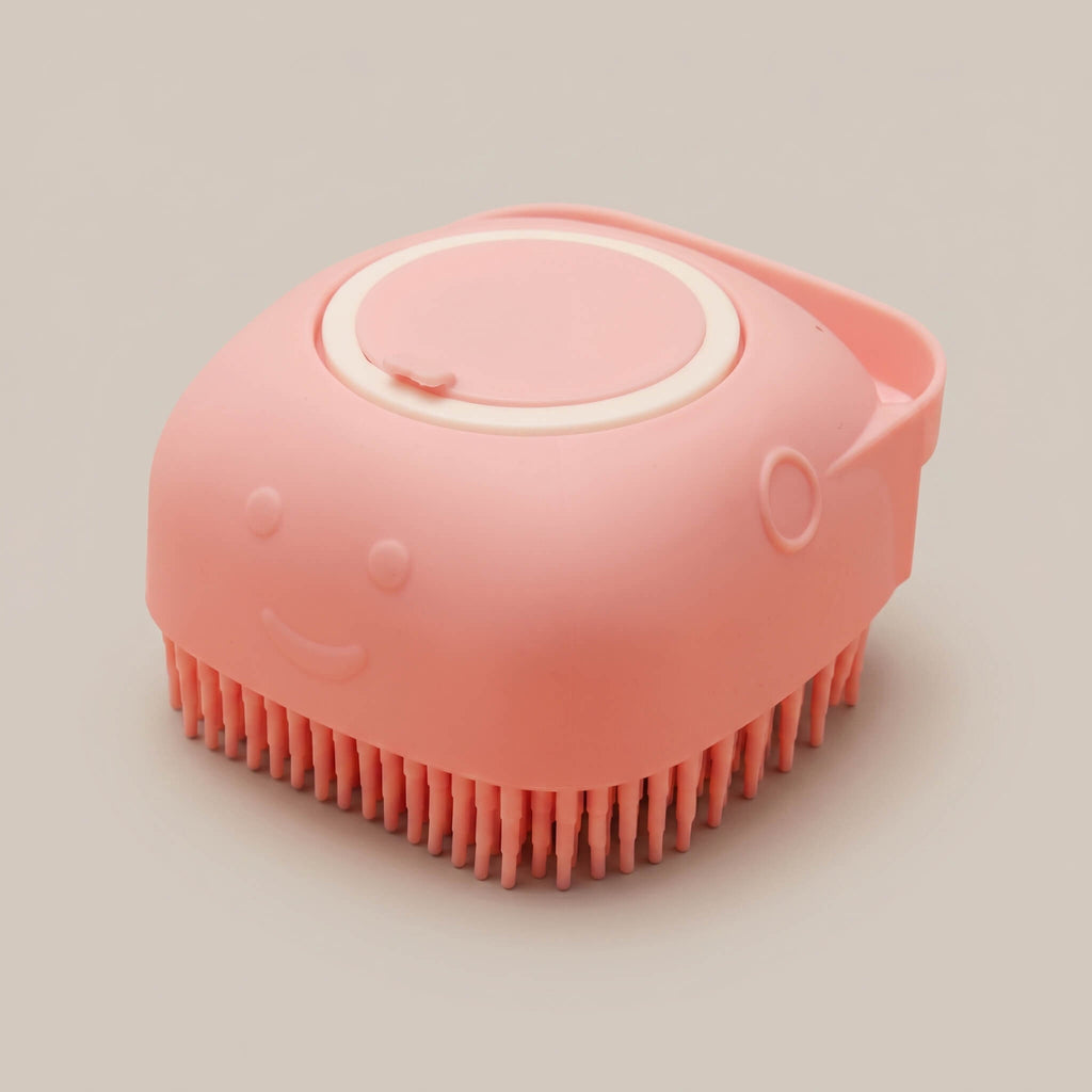 2-in-1 Pet Bathing Brush & Shampoo Dispenser – Soft Silicone Grooming Massager
