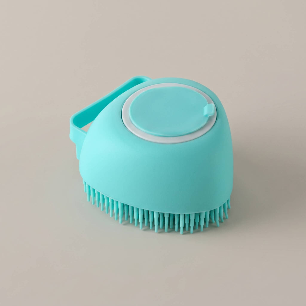 2-in-1 Pet Bathing Brush & Shampoo Dispenser – Soft Silicone Grooming Massager