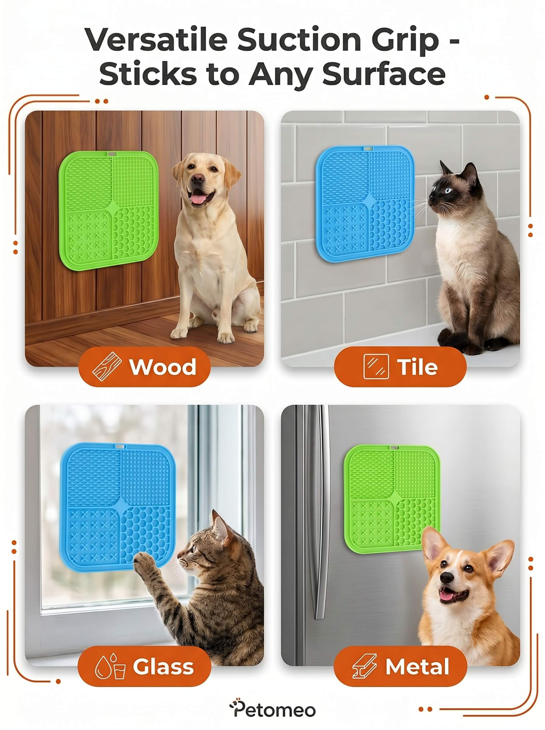 Silicone Pet Lick Mat Plate - Non-Slip Suction Base Slow Feeder Pad for Bath Time Distraction & Training