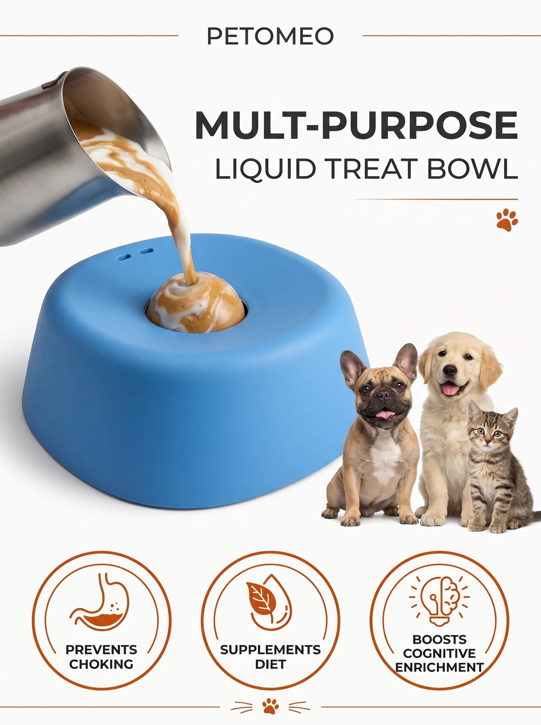 Slow Feeder Dog Bowl - Anti-Choking Non-Slip Pet Lick Bowl With Suction Cup for Wet Food Treats & Liquid Snacks