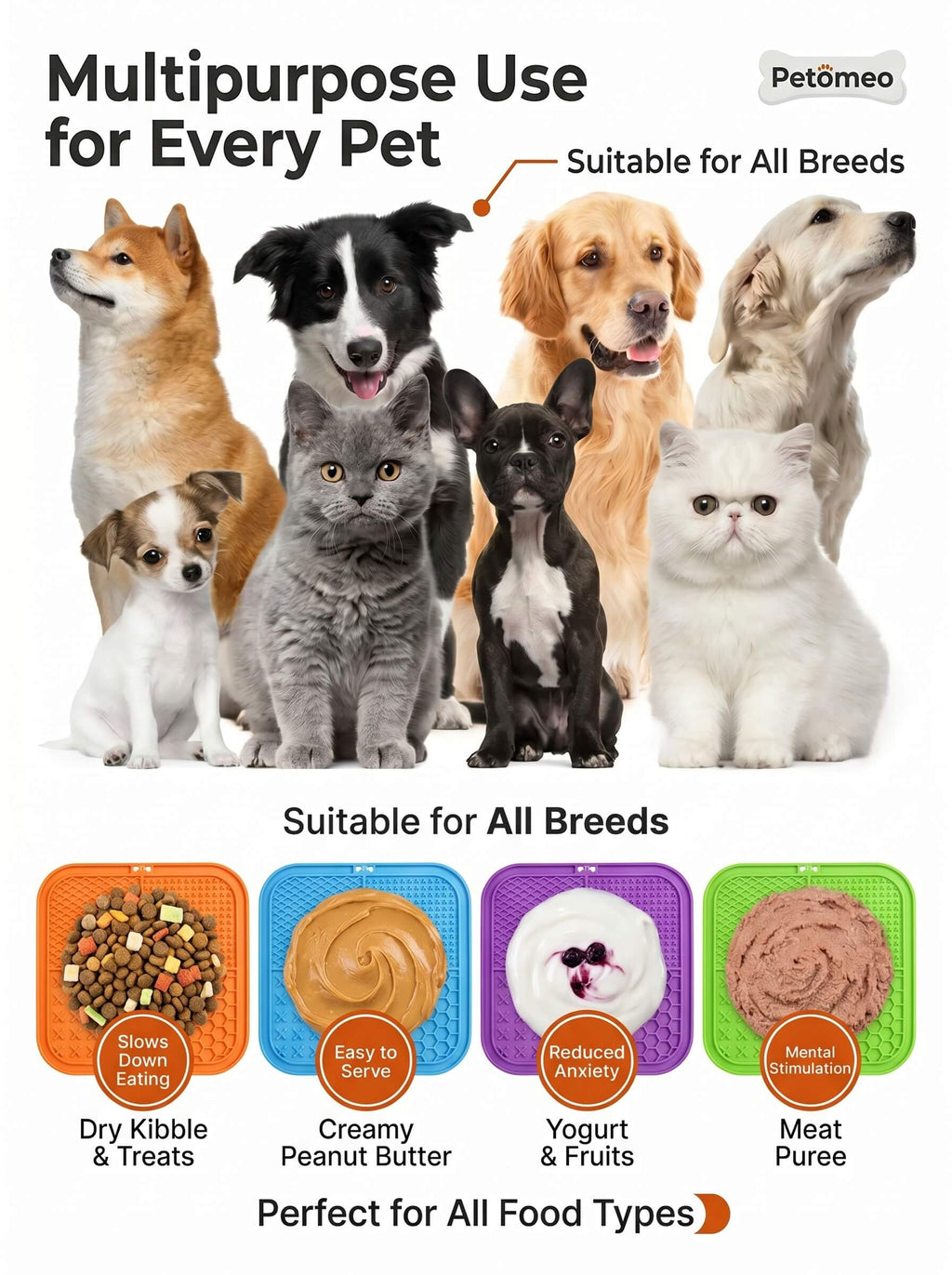 Silicone Pet Lick Mat Plate - Non-Slip Suction Base Slow Feeder Pad for Bath Time Distraction & Training