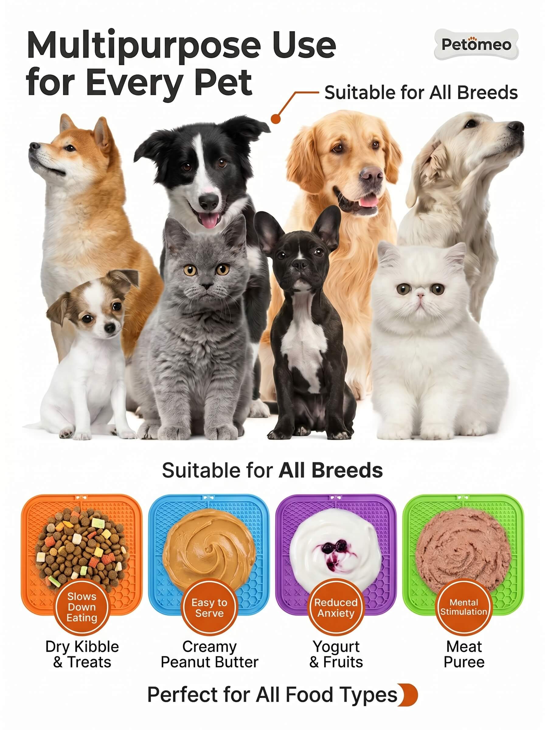 Silicone Pet Lick Mat Plate - Non-Slip Suction Base Slow Feeder Pad for Bath Time Distraction & Training