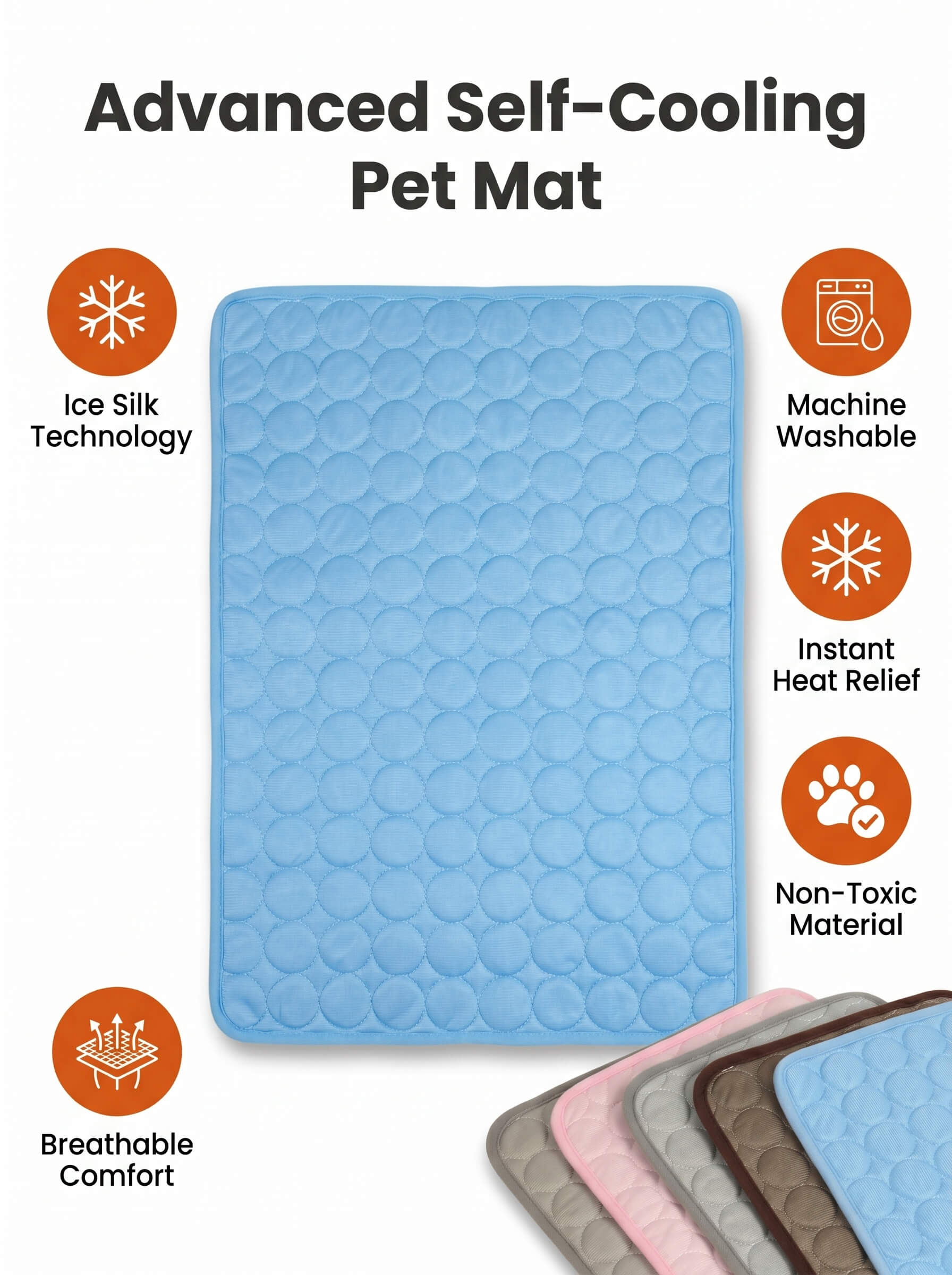 Self-Cooling Dog Bed Mat | Washable Summer Pet Blanket for Dogs, Cats & Puppies