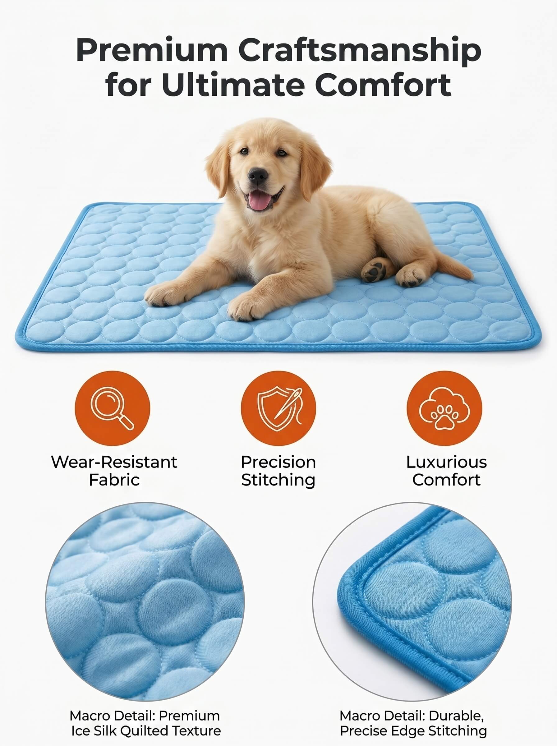 Self-Cooling Dog Bed Mat | Washable Summer Pet Blanket for Dogs, Cats & Puppies