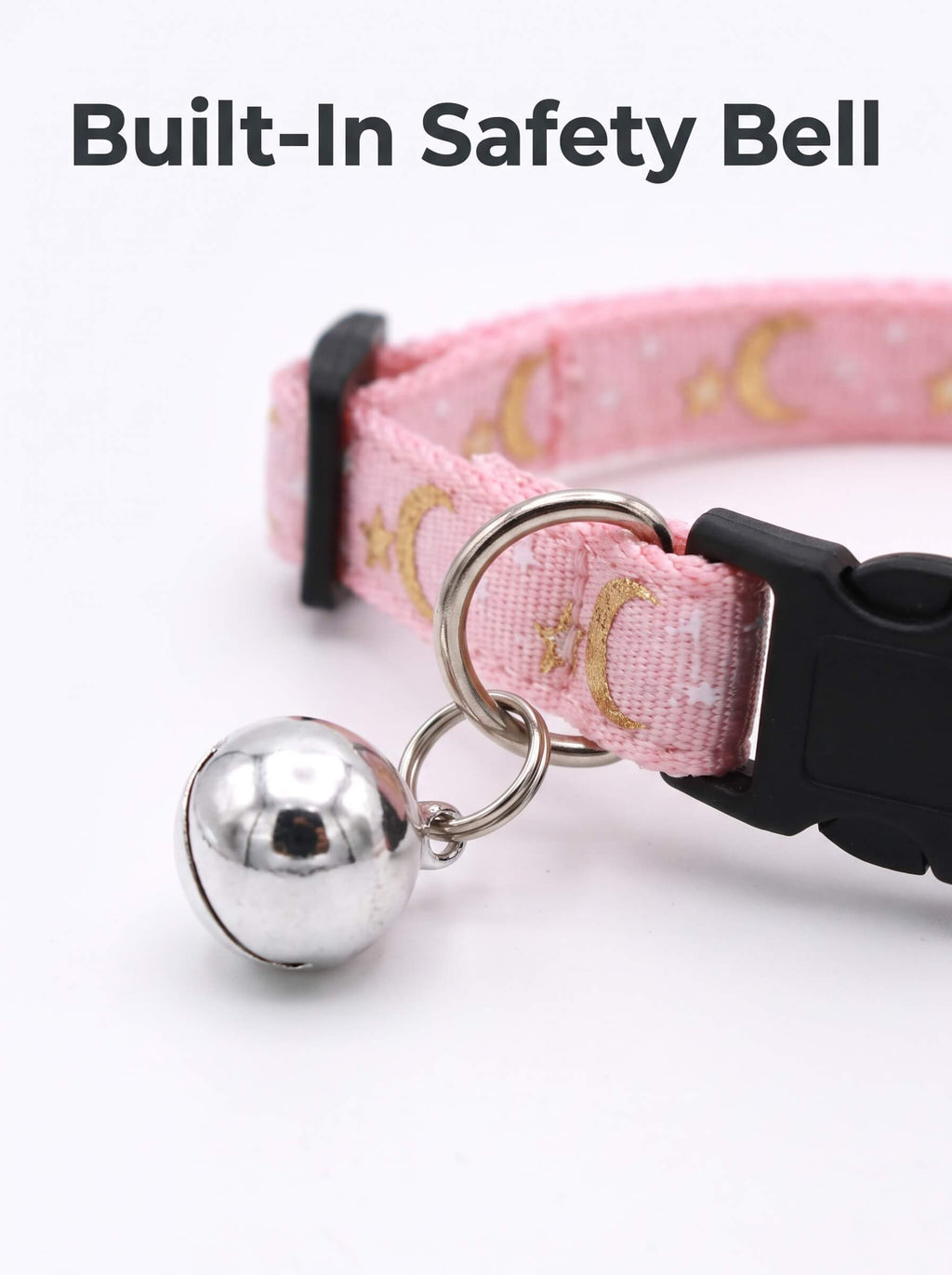 Cat Collar with Bell | Star Moon Print Breakaway Safety Collar for Cats, Kittens & Small Dogs