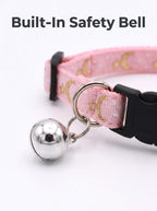 Cat Collar with Bell | Star Moon Print Breakaway Safety Collar for Cats, Kittens & Small Dogs