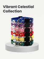 Cat Collar with Bell | Star Moon Print Breakaway Safety Collar for Cats, Kittens & Small Dogs