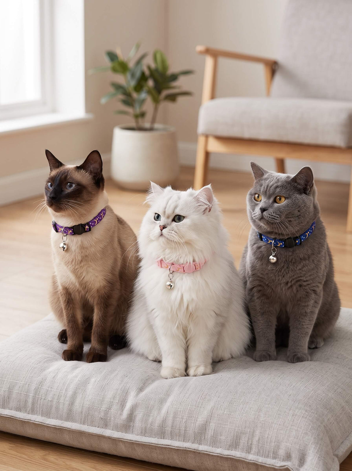 Cat Collar with Bell | Star Moon Print Breakaway Safety Collar for Cats, Kittens & Small Dogs