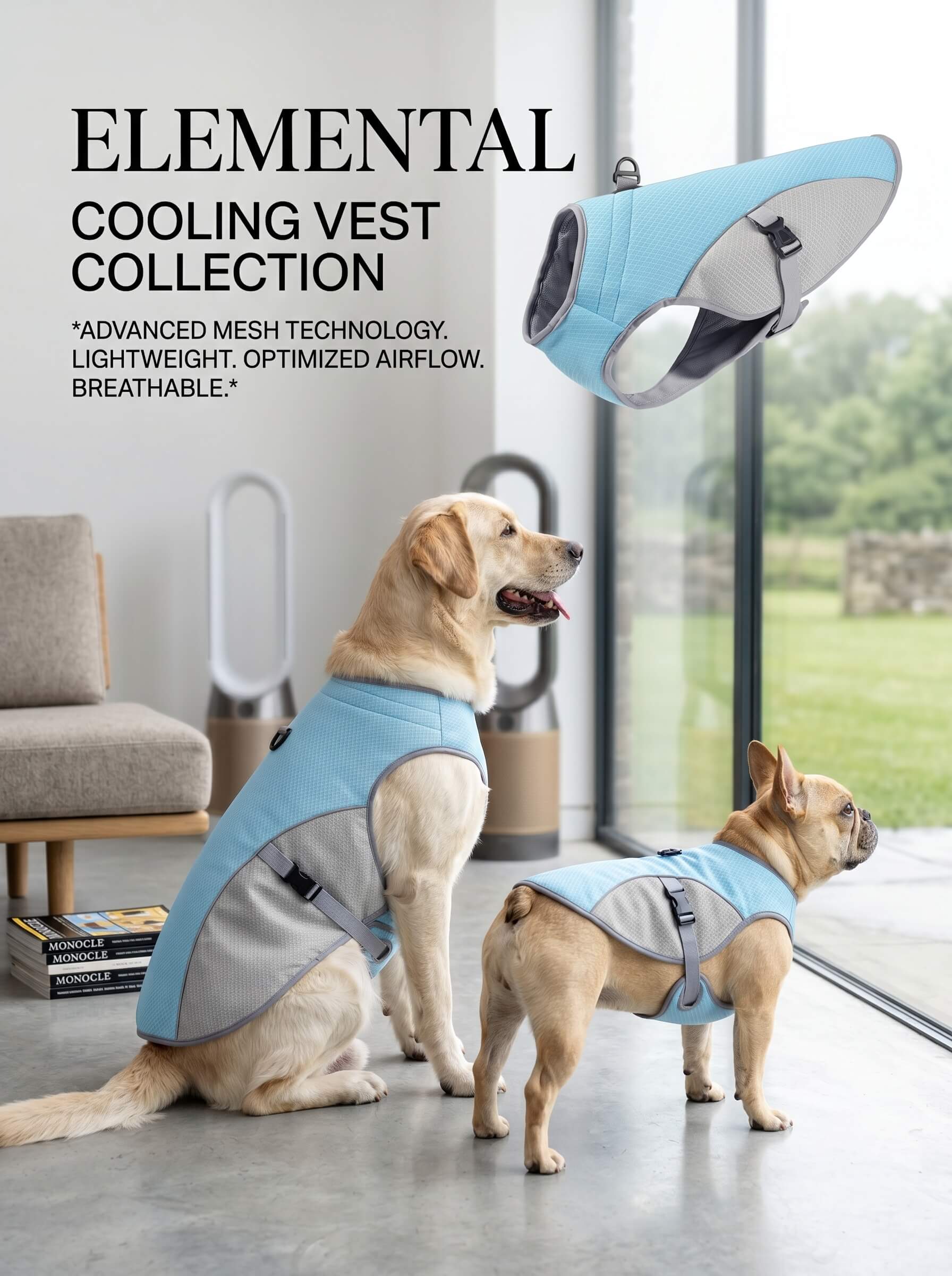 Reflective Dog Cooling Vest & Harness | Outdoor Training Cooler Jacket with Water Bottle