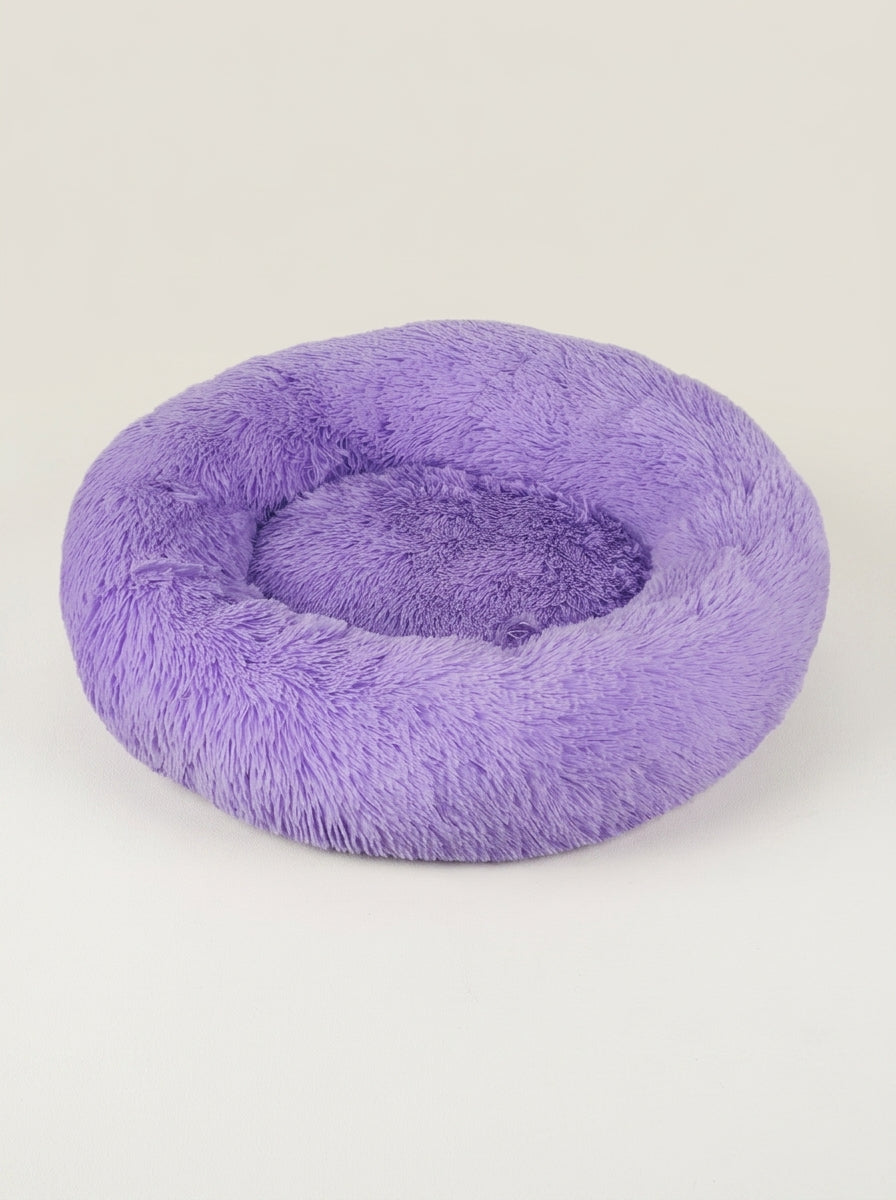 Soft Plush Donut Cat Bed | Washable Calming Round Pet Bed for Cats and Dogs