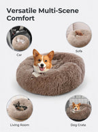 Soft Plush Donut Cat Bed | Washable Calming Round Pet Bed for Cats and Dogs