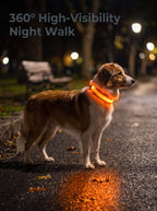 LED Dog Collar | Glow in the Dark Safety Collar with 4 Flashing Light Modes for Night Walking