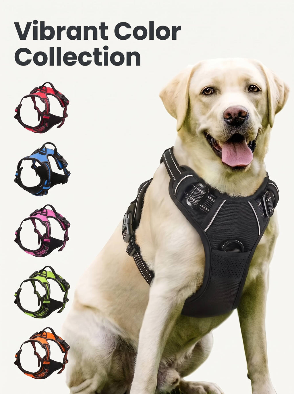 No Pull Dog Harness | Adjustable Front Clip Reflective Vest with Padded Handle for Medium to Large Dogs