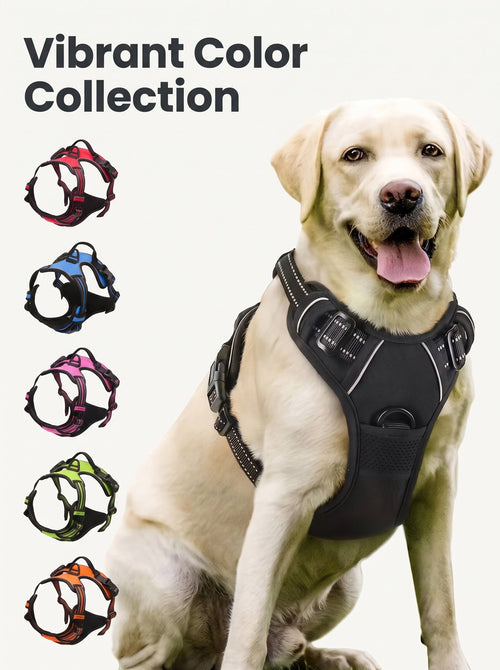 No Pull Dog Harness | Adjustable Front Clip Reflective Vest with Padded Handle for Medium to Large Dogs