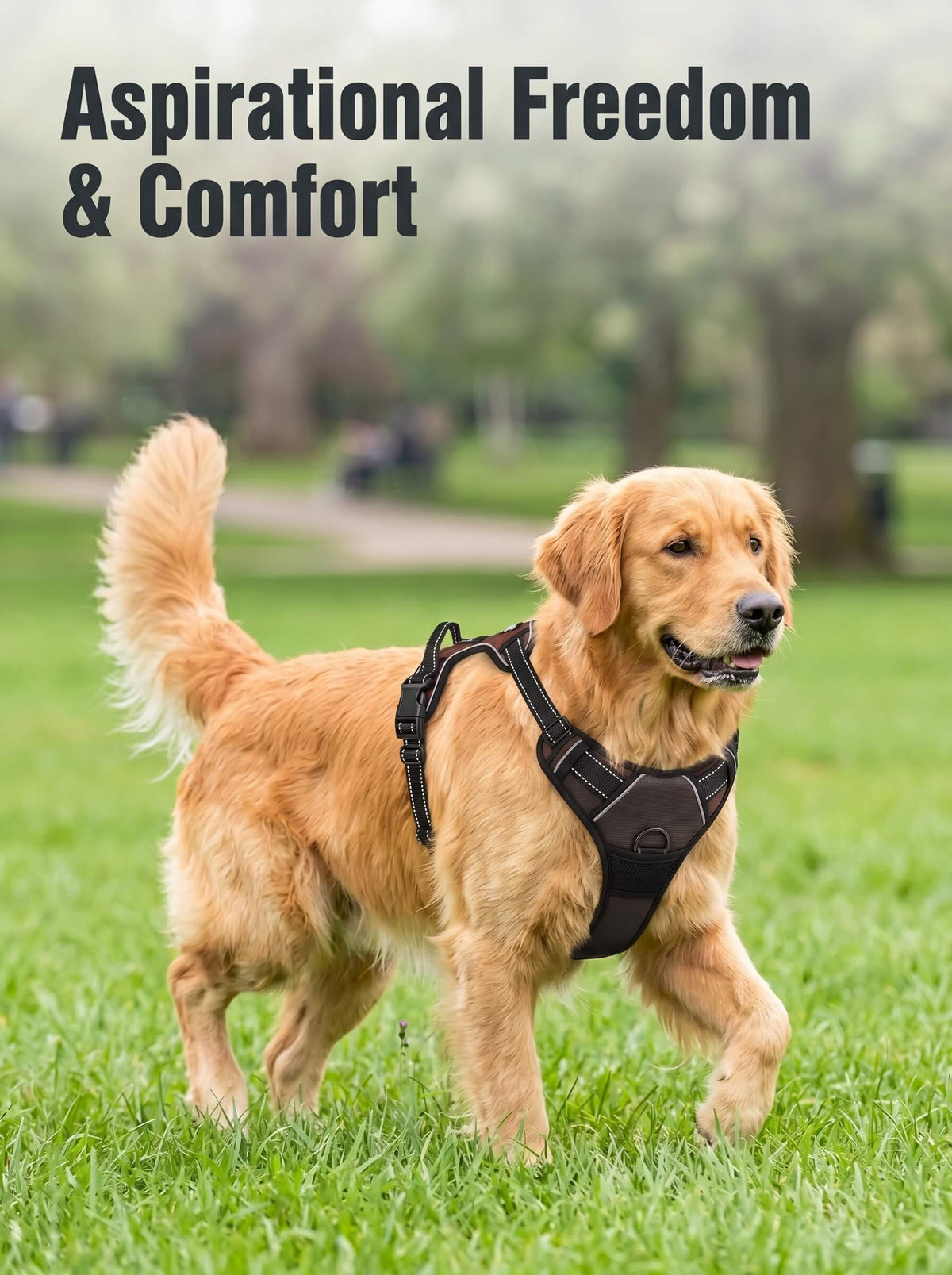 No Pull Dog Harness | Adjustable Front Clip Reflective Vest with Padded Handle for Medium to Large Dogs