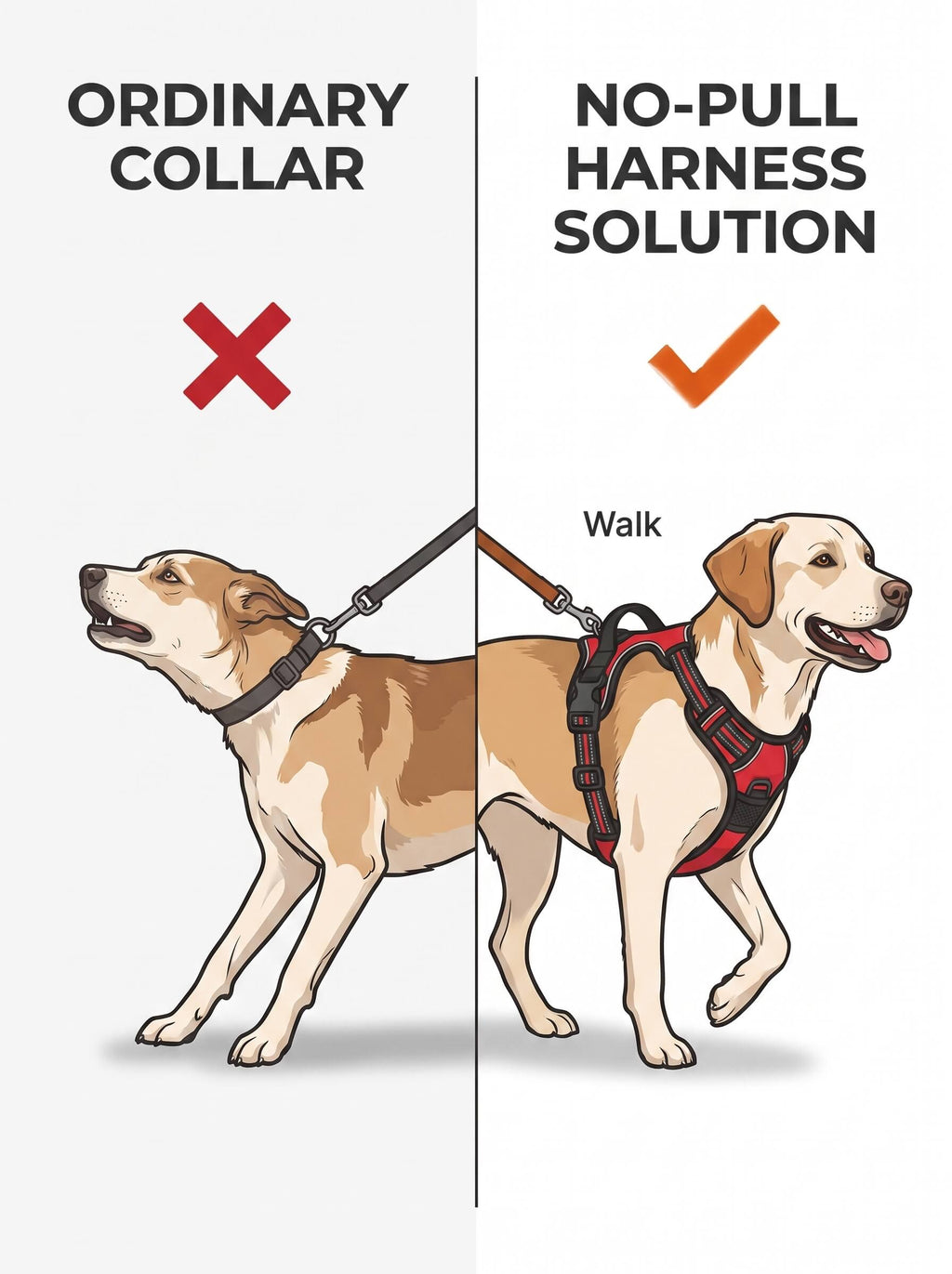 No Pull Dog Harness | Adjustable Front Clip Reflective Vest with Padded Handle for Medium to Large Dogs