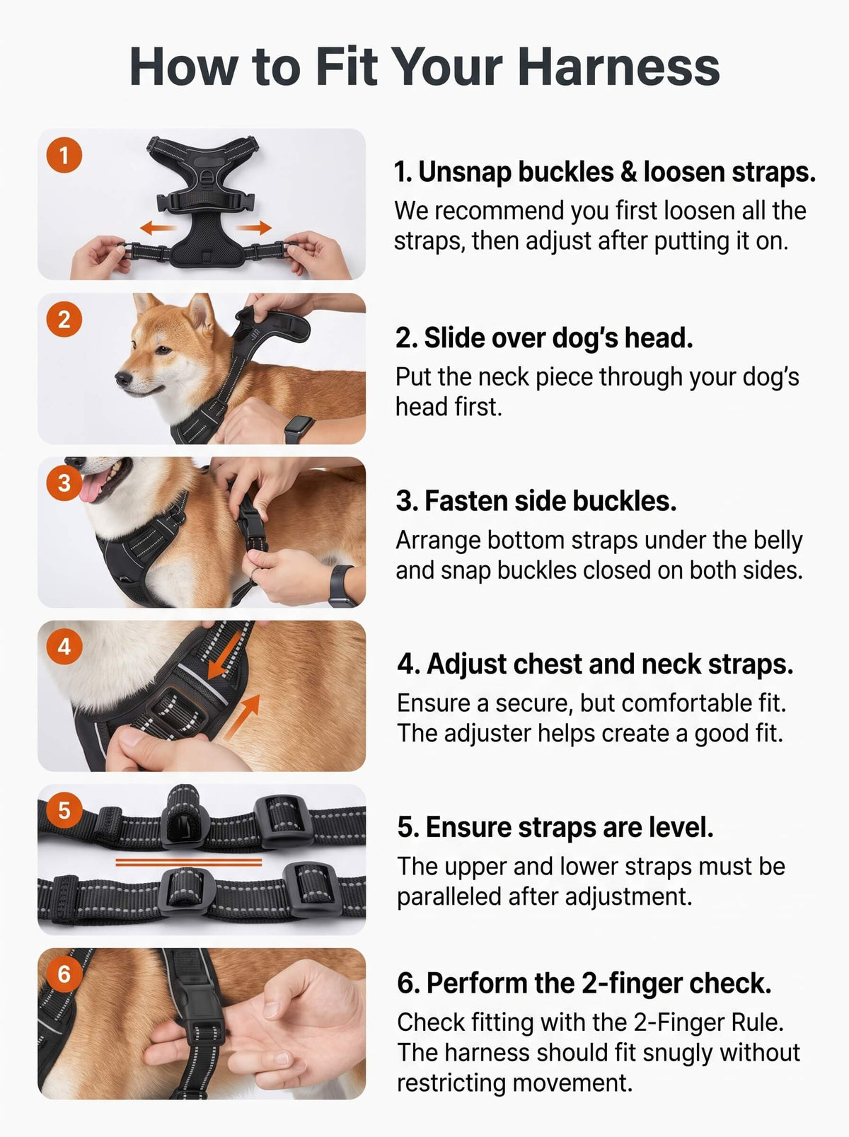 No Pull Dog Harness | Adjustable Front Clip Reflective Vest with Padded Handle for Medium to Large Dogs