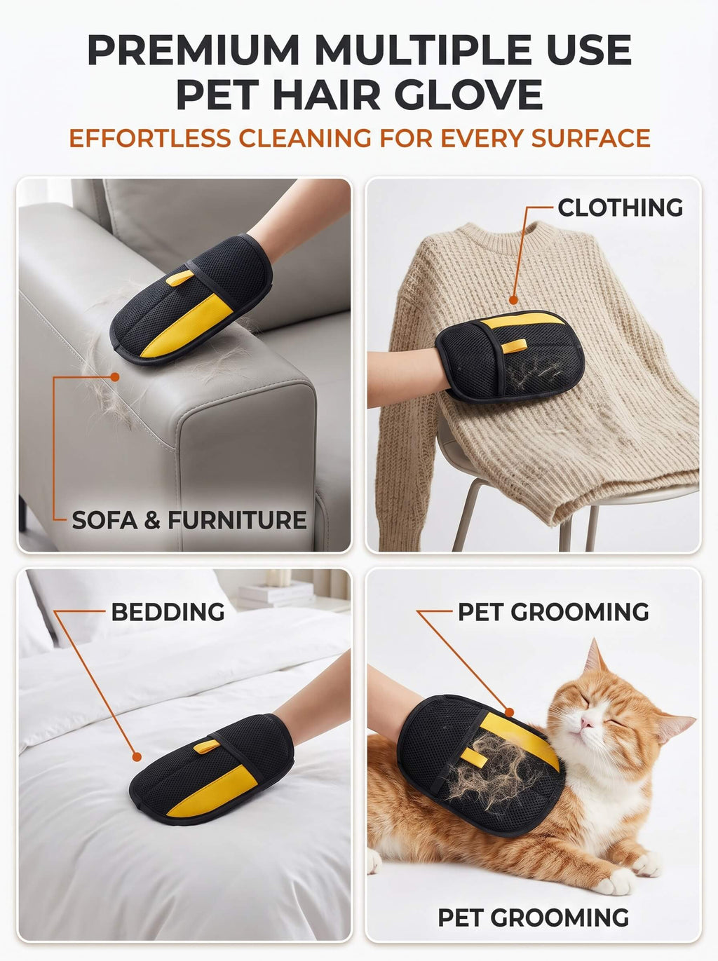 Double-Sided Pet Hair Remover Glove | Electrostatic De-shedding Brush for Dogs, Cats & Furniture