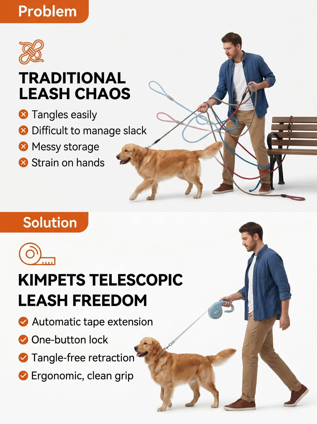 3M/5M Heavy-Duty Automatic Retractable Dog Leash – Extendable Outdoor Walking Lead