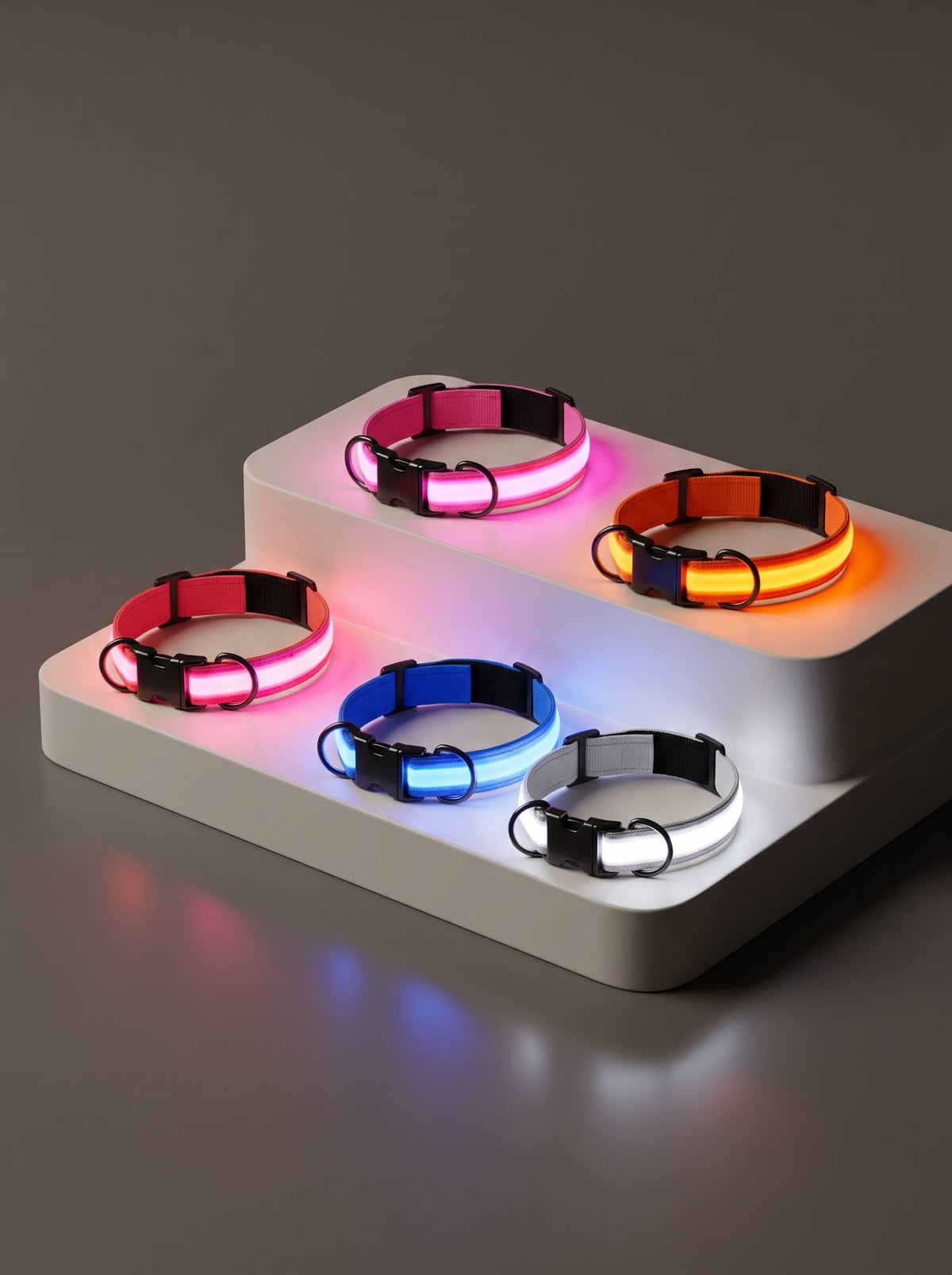 LED Dog Collar | Glow in the Dark Safety Collar with 4 Flashing Light Modes for Night Walking
