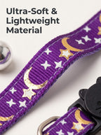 Cat Collar with Bell | Star Moon Print Breakaway Safety Collar for Cats, Kittens & Small Dogs