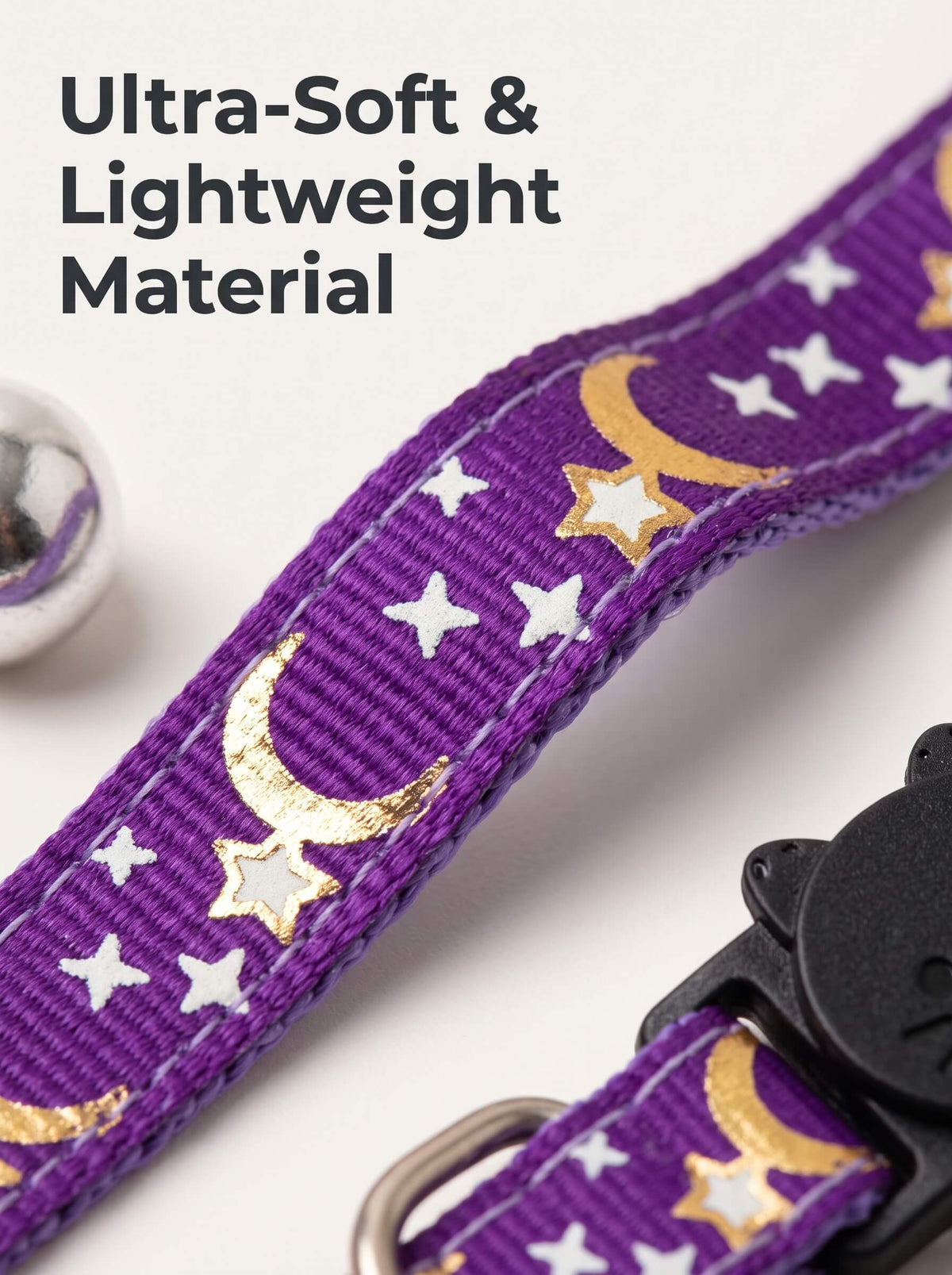 Cat Collar with Bell | Star Moon Print Breakaway Safety Collar for Cats, Kittens & Small Dogs