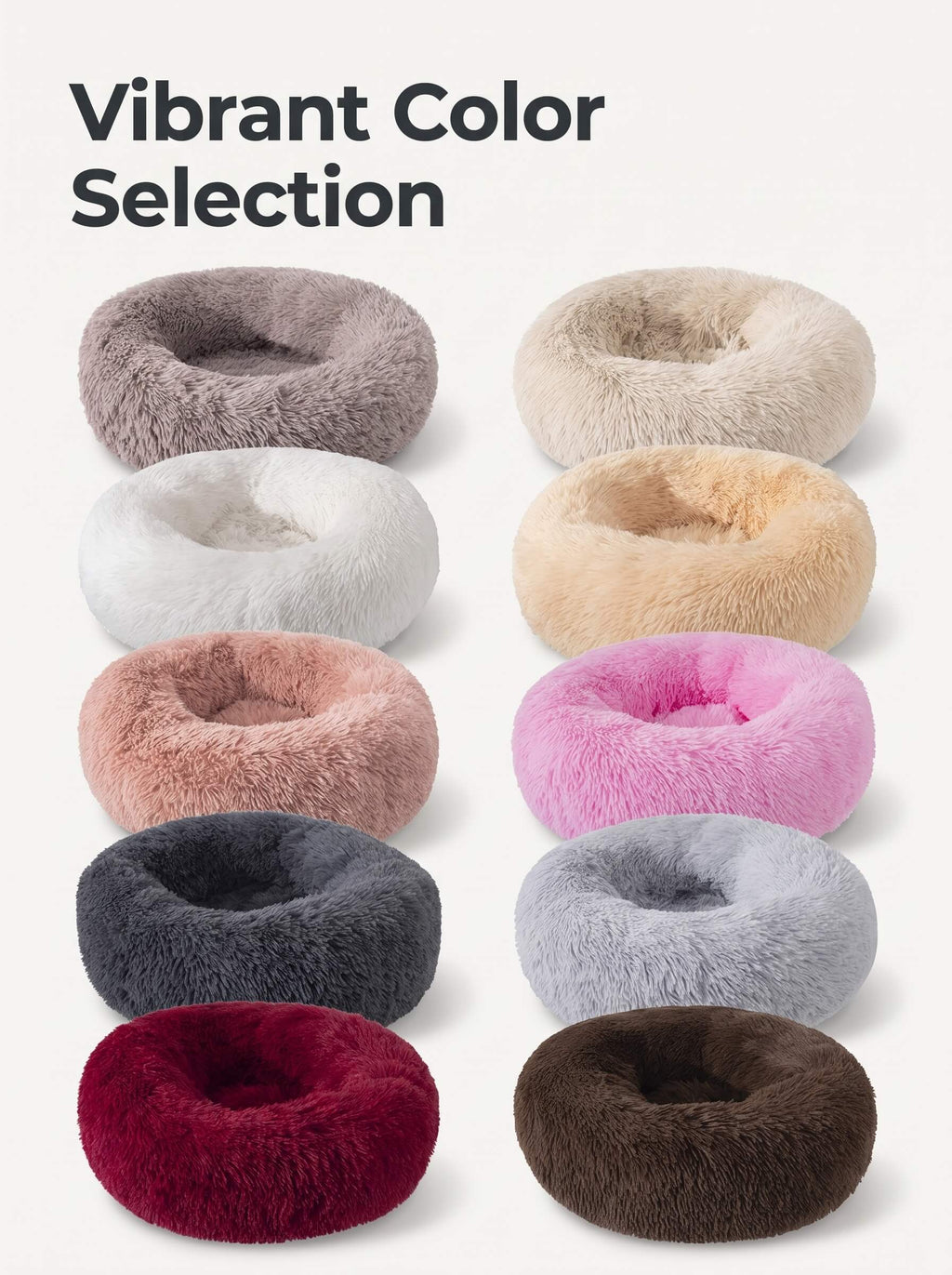 Soft Plush Donut Cat Bed | Washable Calming Round Pet Bed for Cats and Dogs