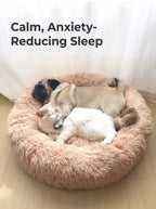 Soft Plush Donut Cat Bed | Washable Calming Round Pet Bed for Cats and Dogs