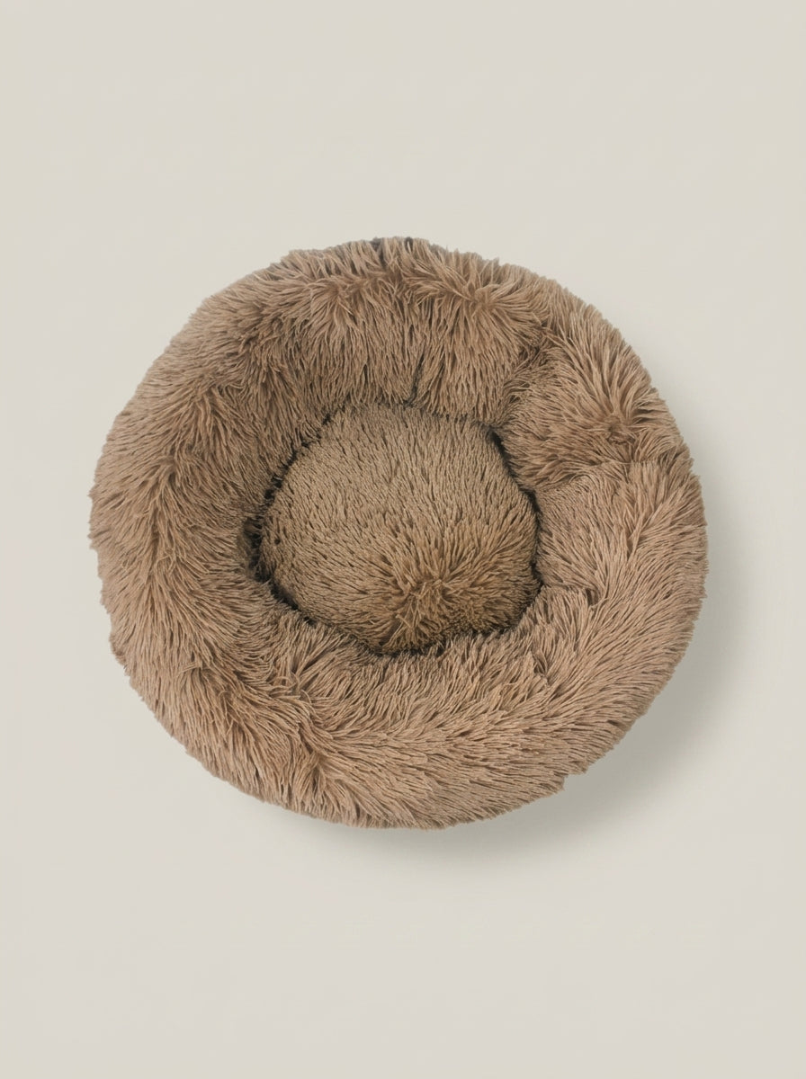Soft Plush Donut Cat Bed | Washable Calming Round Pet Bed for Cats and Dogs