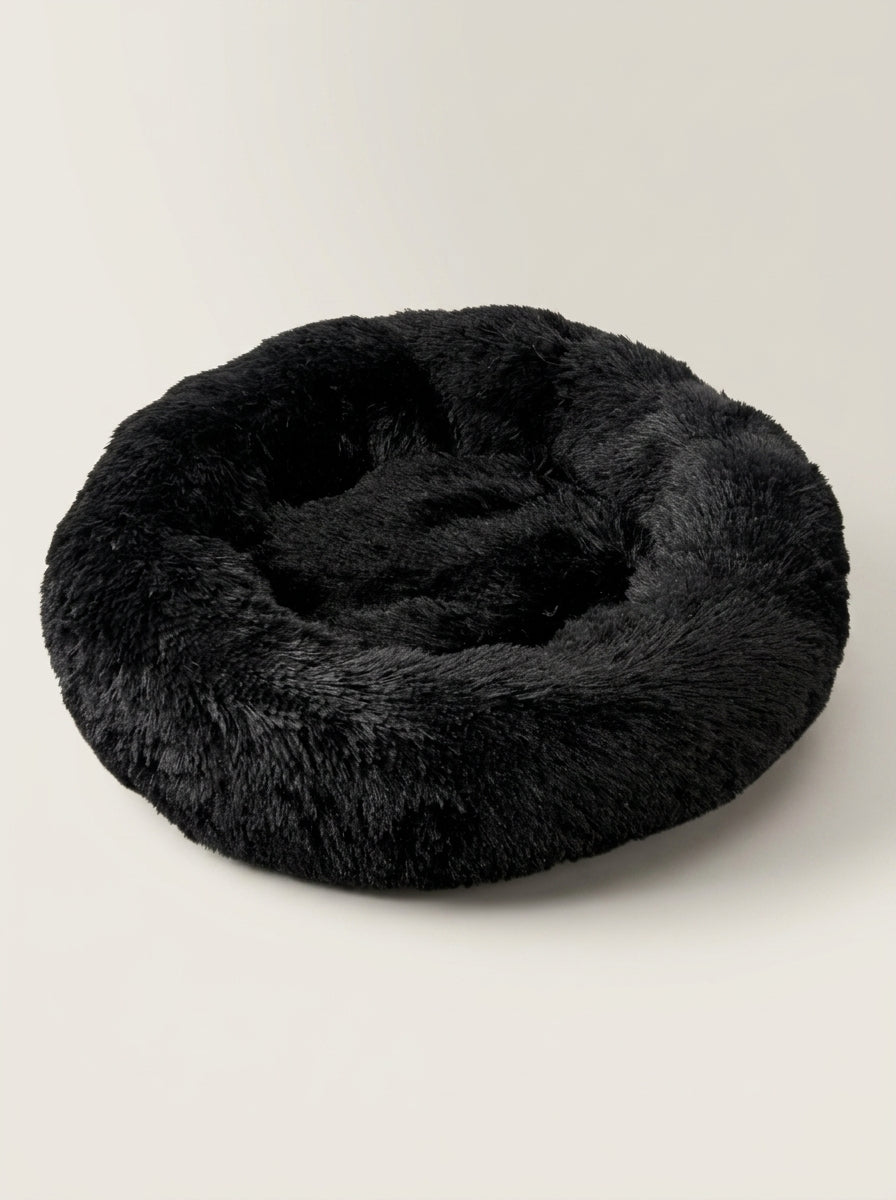 Soft Plush Donut Cat Bed | Washable Calming Round Pet Bed for Cats and Dogs