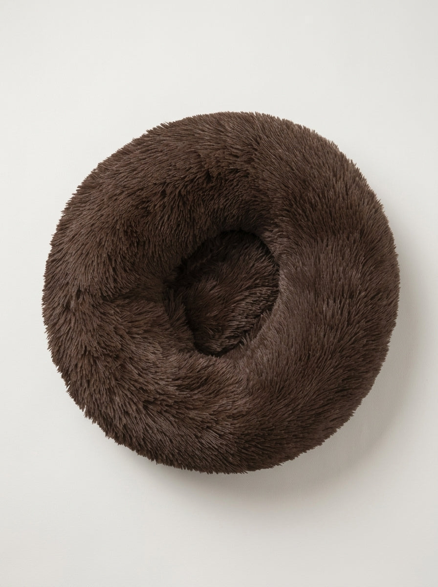 Soft Plush Donut Cat Bed | Washable Calming Round Pet Bed for Cats and Dogs