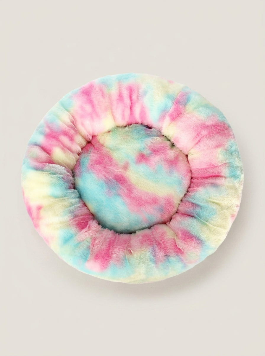 Soft Plush Donut Cat Bed | Washable Calming Round Pet Bed for Cats and Dogs