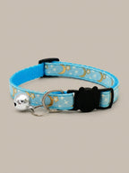 Cat Collar with Bell | Star Moon Print Breakaway Safety Collar for Cats, Kittens & Small Dogs