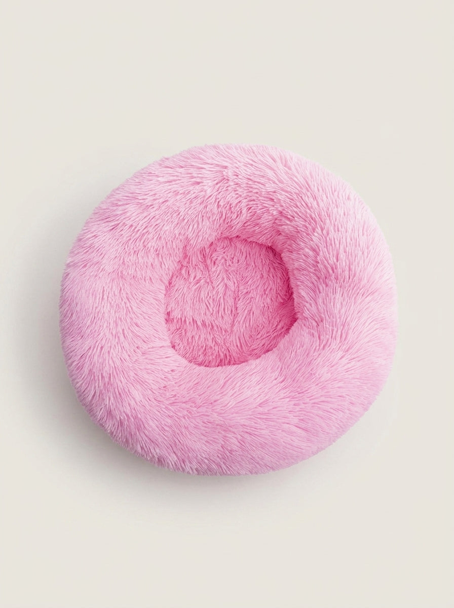 Soft Plush Donut Cat Bed | Washable Calming Round Pet Bed for Cats and Dogs