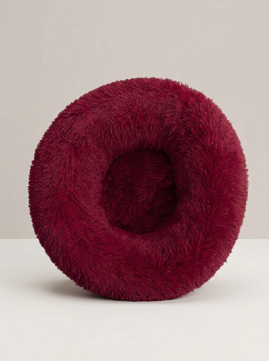 Soft Plush Donut Cat Bed | Washable Calming Round Pet Bed for Cats and Dogs
