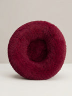 Soft Plush Donut Cat Bed | Washable Calming Round Pet Bed for Cats and Dogs