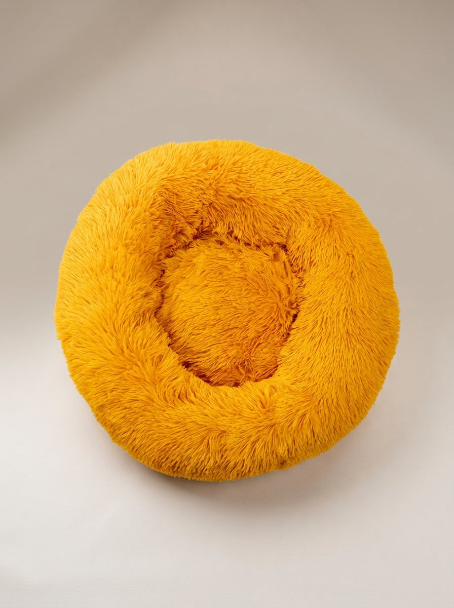Soft Plush Donut Cat Bed | Washable Calming Round Pet Bed for Cats and Dogs