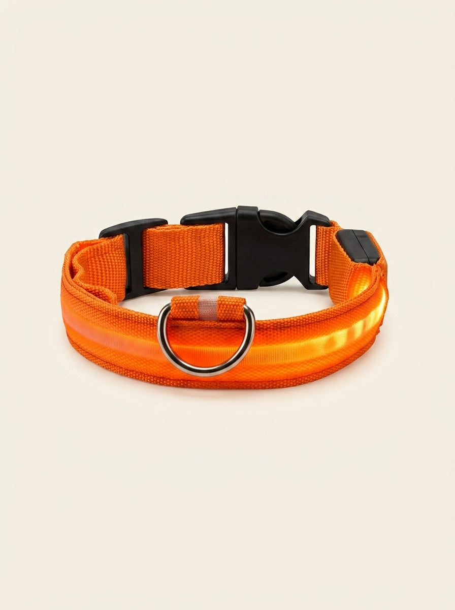 LED Dog Collar | Glow in the Dark Safety Collar with 4 Flashing Light Modes for Night Walking