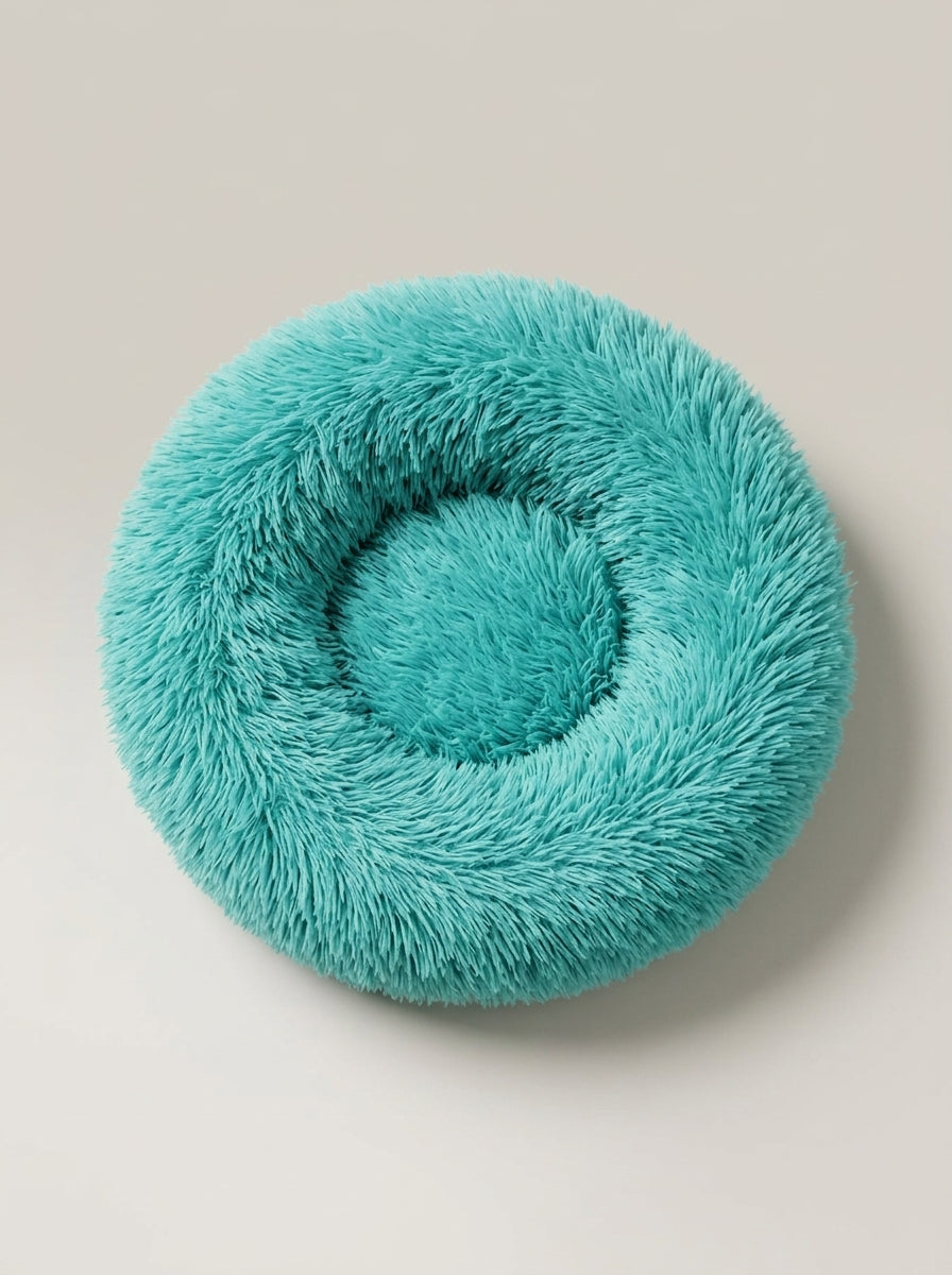 Soft Plush Donut Cat Bed | Washable Calming Round Pet Bed for Cats and Dogs