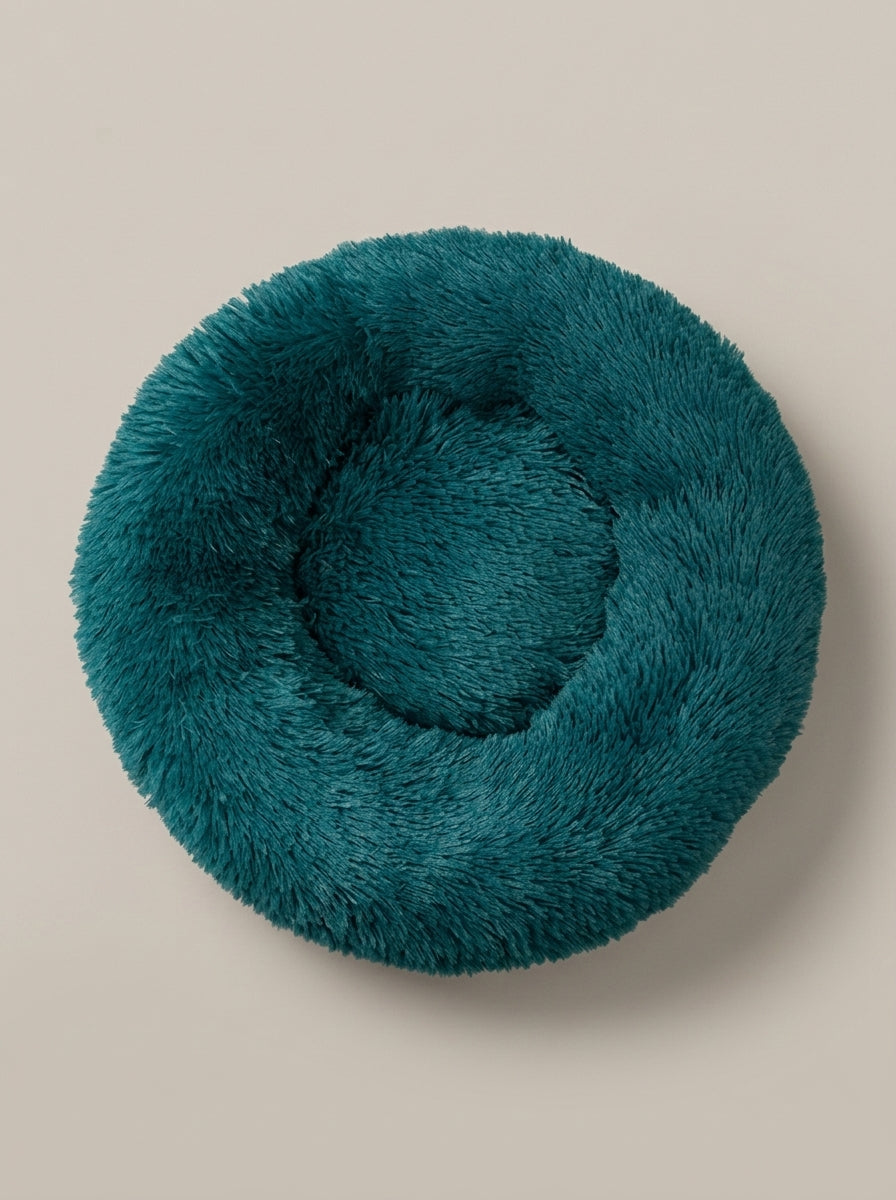 Soft Plush Donut Cat Bed | Washable Calming Round Pet Bed for Cats and Dogs