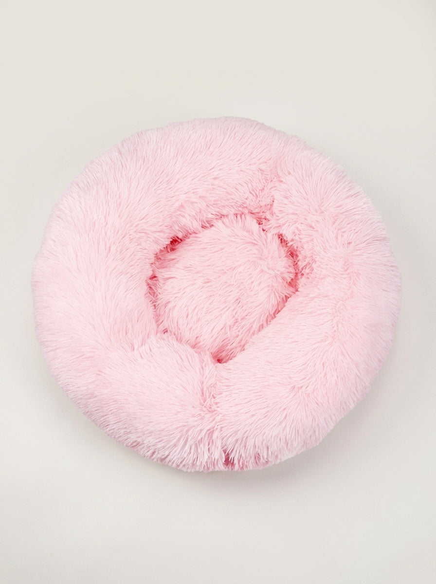 Soft Plush Donut Cat Bed | Washable Calming Round Pet Bed for Cats and Dogs