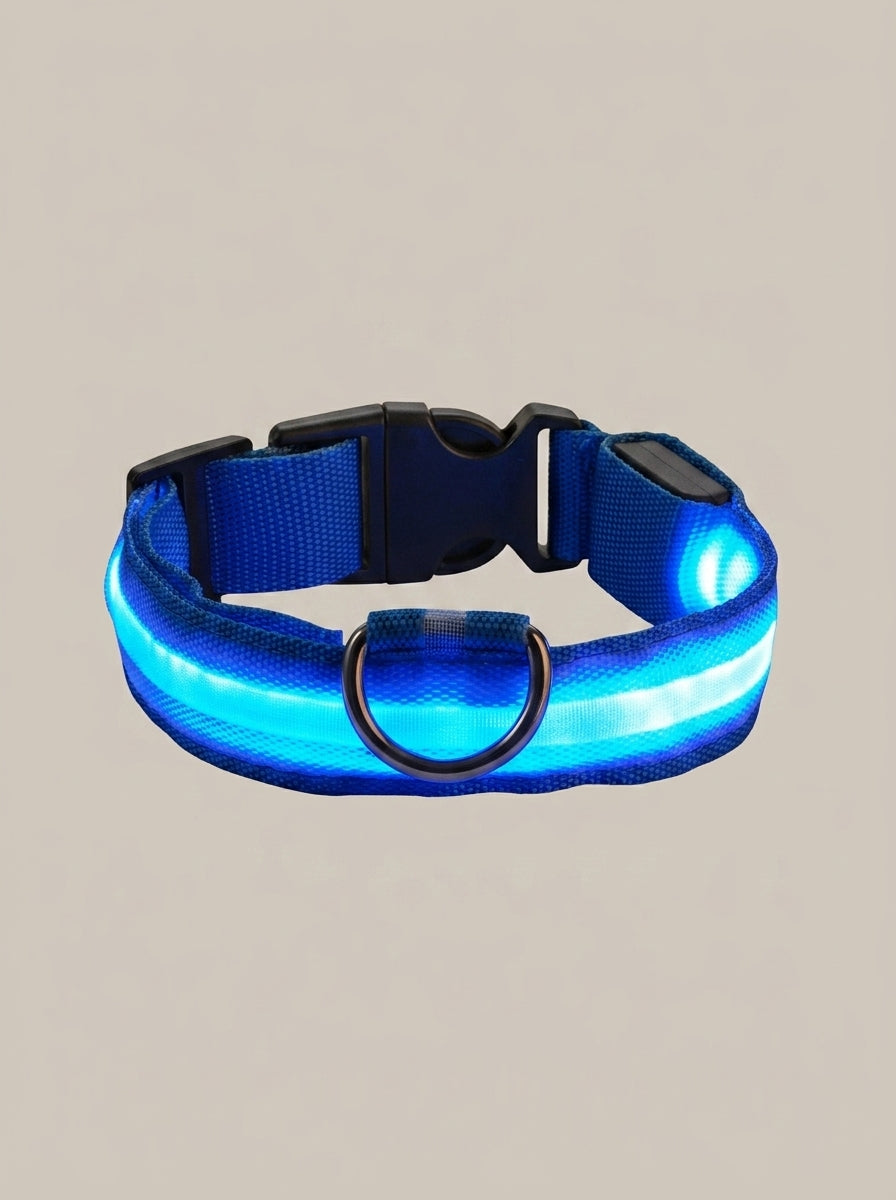 LED Dog Collar | Glow in the Dark Safety Collar with 4 Flashing Light Modes for Night Walking