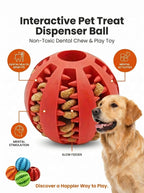 Dog Toy Ball, Interactive Pet Food Treat Dispenser Ball – Non-Toxic Dental Chewable Toy