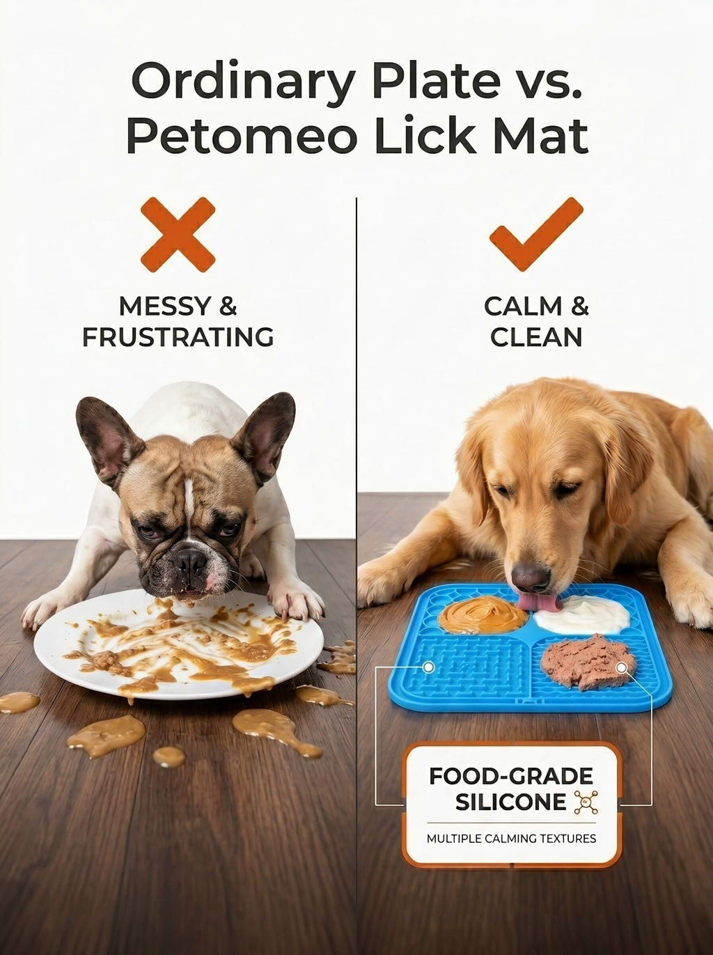 Silicone Pet Lick Mat Plate - Non-Slip Suction Base Slow Feeder Pad for Bath Time Distraction & Training