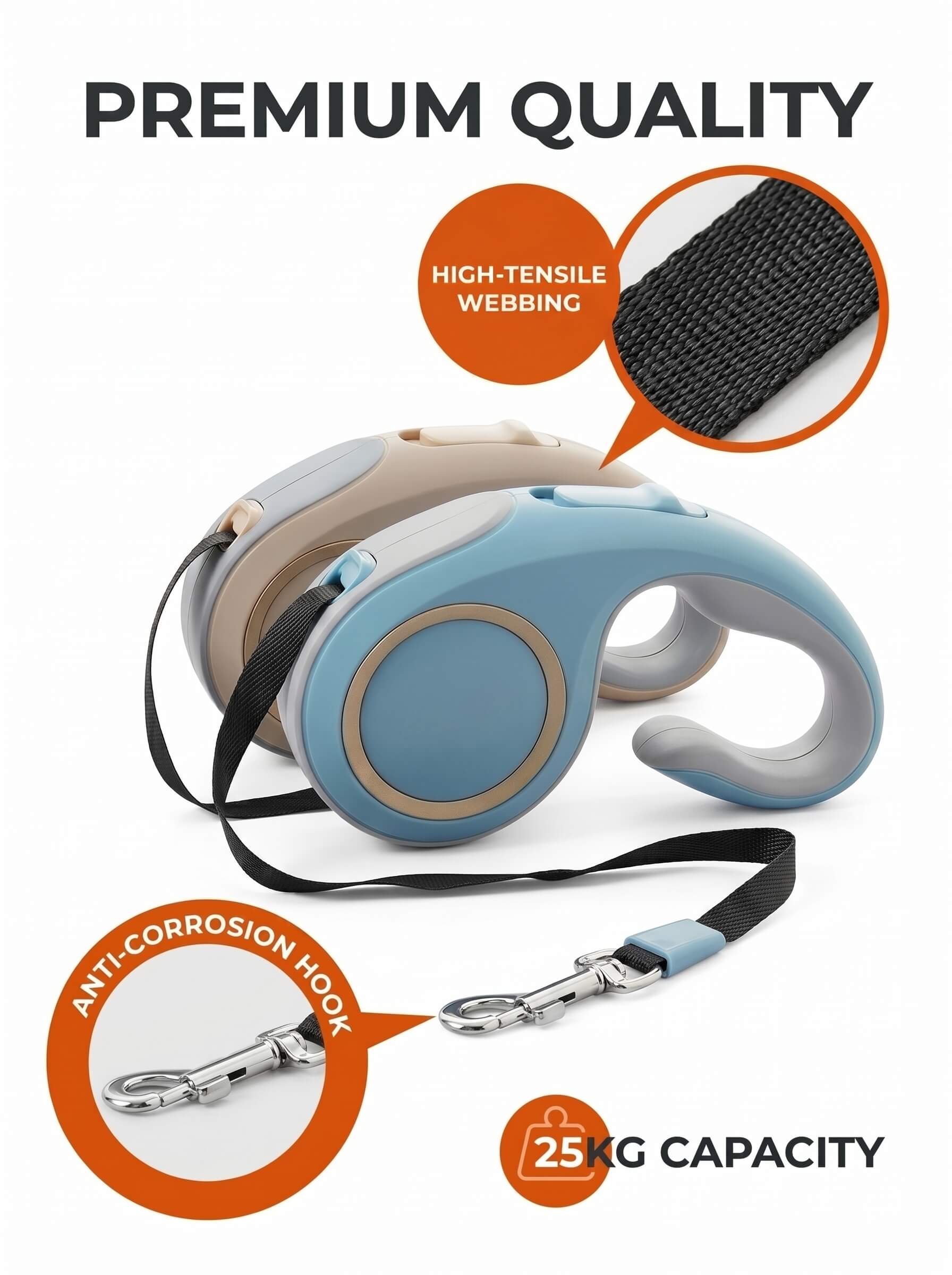 3M/5M Heavy-Duty Automatic Retractable Dog Leash – Extendable Outdoor Walking Lead